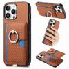 For iPhone 16 Pro Case Ring Kickstand Leather Back Cover with Magnetic Detachable Card Holder