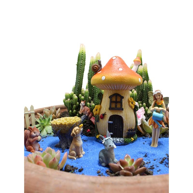 1set Creative Miniature Fairy Garden House Statue For Miniature Pots Fairy Dollhouse, Mushroom House Cute Cartoon Small Resin Cr