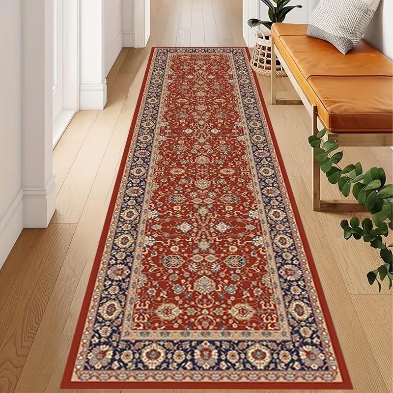 Stone-Inlaid Mosaic Carpet, Round Pattern Array in Earth-Tone Palette Rug, Textured Floor Mat for Modern Entryway Decoration