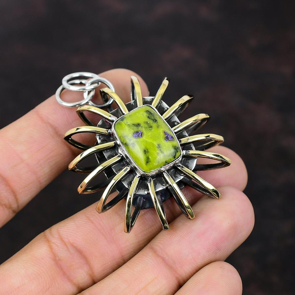 Stichtite Pendant 925 Sterling Silver Pendant Gemstone Handmade Jewelry 18K Gold Plated Pendant Cage Jewelry Gift For Bridal Stylish Pendant