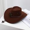Western Cowboy Hat, Vintage Sheriff Hat Men's and Women's Horseback Riding Tourism Fishing Shade Sun Protection Belt Wind Rope