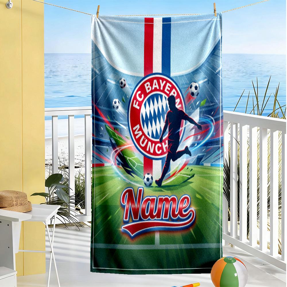 Bayern Munich Fan Poster Customize Your Name Beach Towel Quick-Dry Soft Microfiber