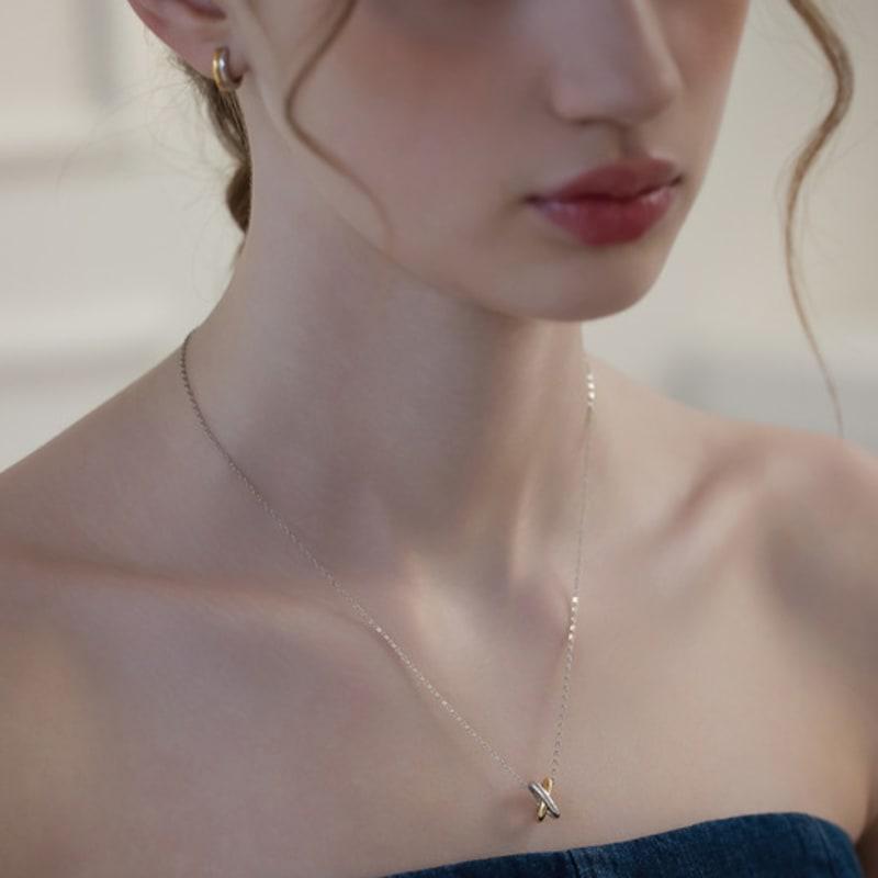 TATIANA (925 Silver) Intersect Point Pendant Necklace NZ2472