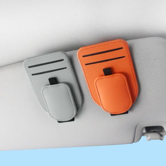 Magnetic Car Glasses Clip, Sunglass Holder for Sun Visor, Driving Sunglasses Clip with Card Holder for Car Interior Accessories