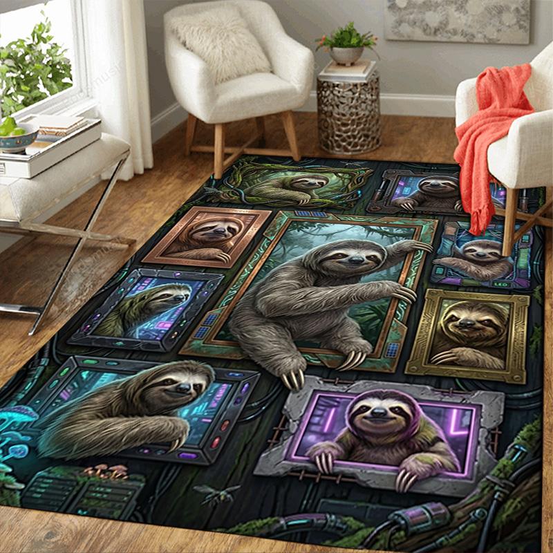 Sloth Frames Fantasy Pattern Rug Floor Mat for Living Room or Bedroom Soft and Comfortable Carpet a Gift for Birthday and Holiday.