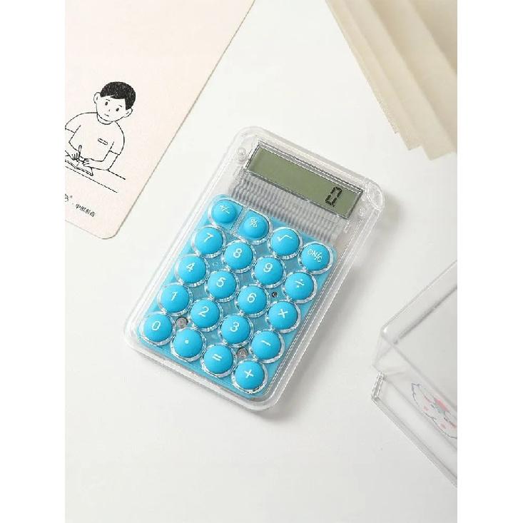 Mini Calculator 8-Digit LCD Display Transparent Portable Calculator for Students