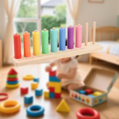 Holzfarbsortier-Stapelspielzeug Regenbogenringe Teaser Erkennung Pädagogisch für Jungen Mädchen