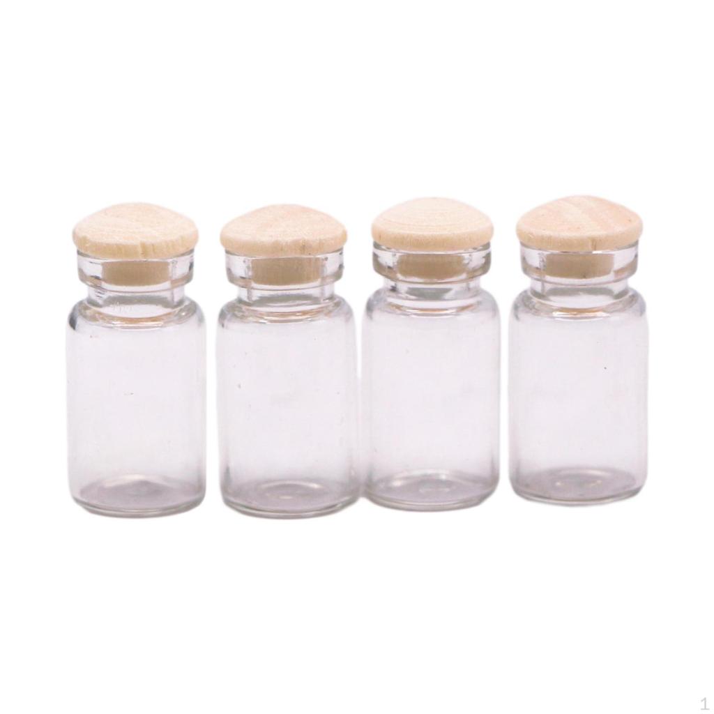 1:12 Scale Dollhouse Mini Glass Jars Candy Pretend Play Openable Model Small Seasoning