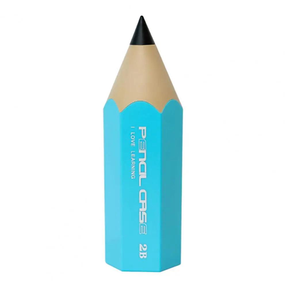 Pencil Shaped Storage Box Student Creative Pen Holder Desktop with Cover Dust-proof Stationery Pen Holder Makeup Brush Holder