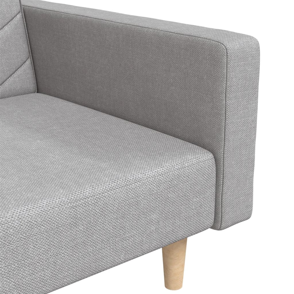2 Seater Sofa Bed with 2 Pillows Light Grey Fabric