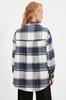 Women's Fashion Black Plaid Oversize Wide Fit Woven Jacket Shirt