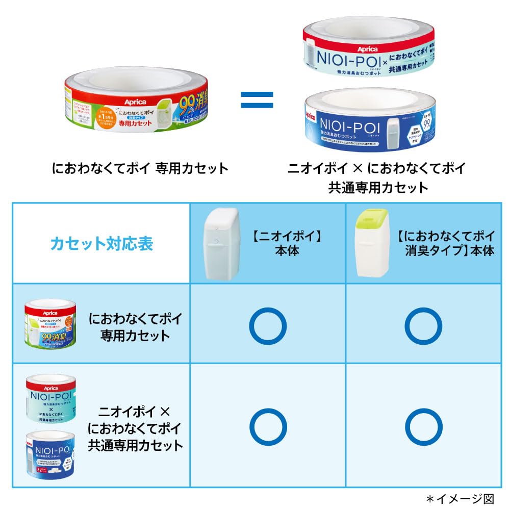 Genuine Aprica Powerful Deodorizing Diaper X Compatible Replacement Cassettes Pot, Nioi-Poi Niowanakute-Poi Cassettes, 3-Pack, White, NIOI-POI (2023