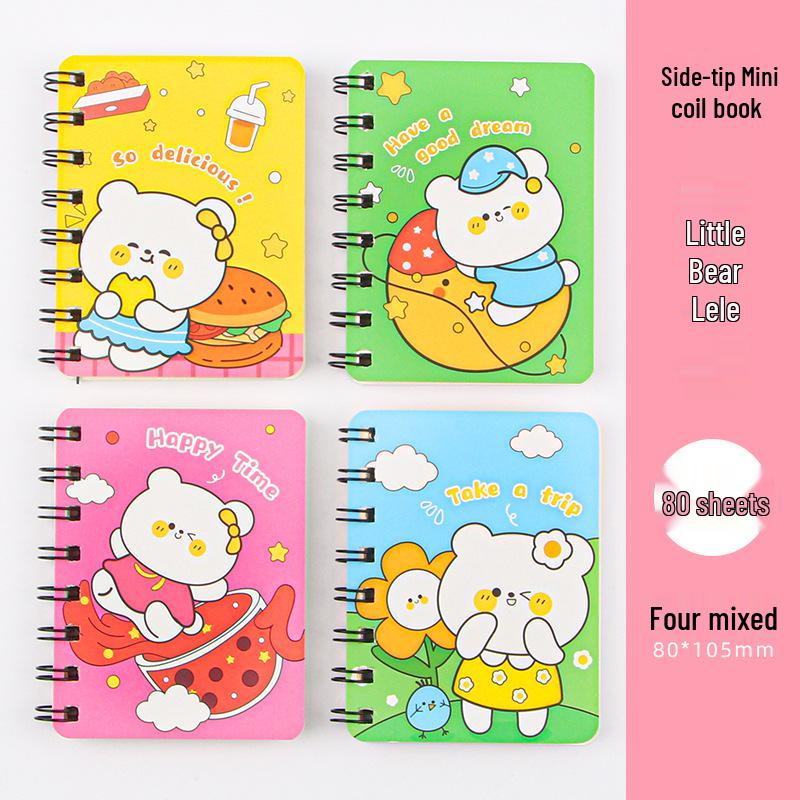 Cute Mini Cartoon Coil Notebook - Portable Pocket-Size Study Journal for Students