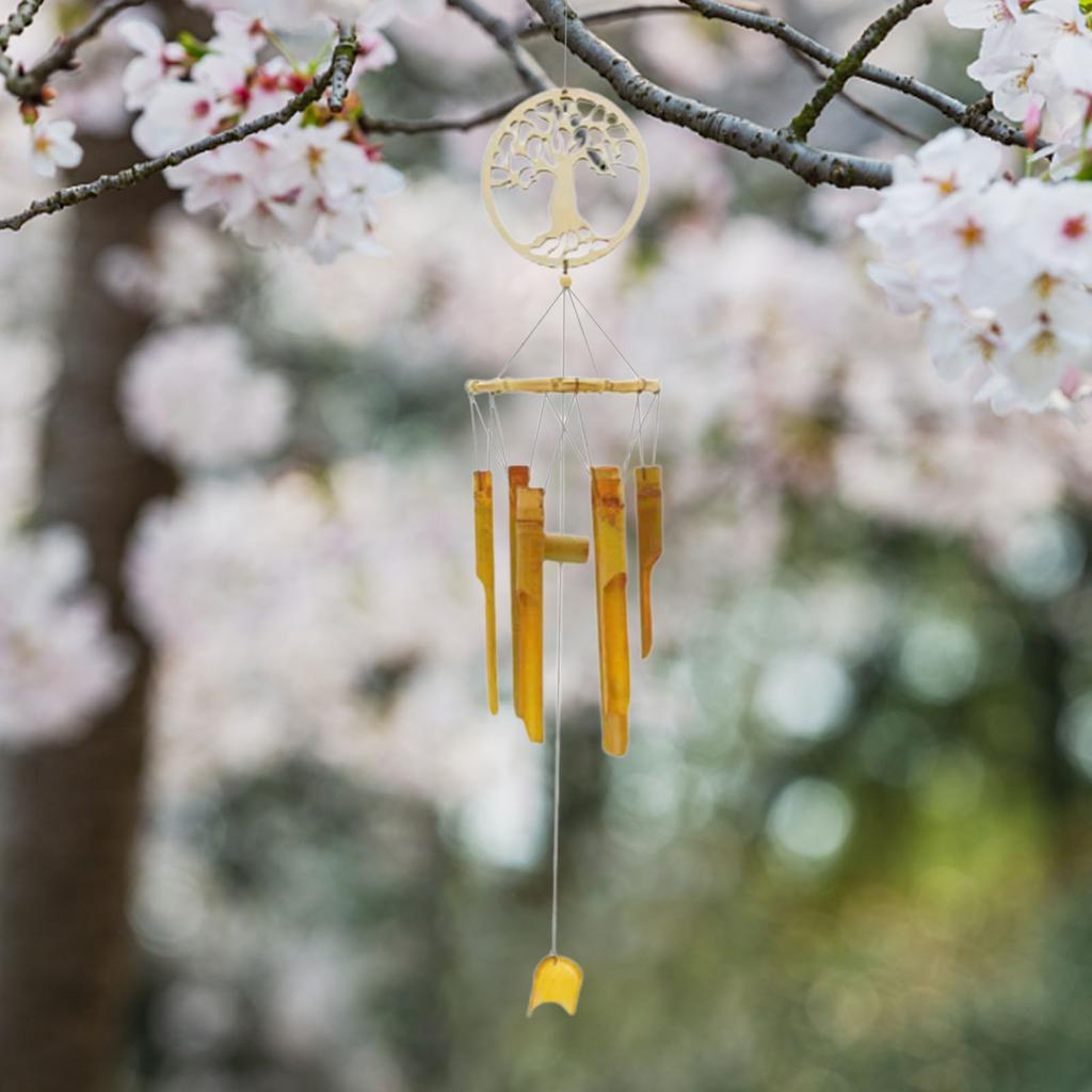 Outdoor Bamboo Wind Chimes Yard Garden Tubes Bell Wood Antique Wind Chime Wall Hanging Home Decor Wooden Windchimes Gifts