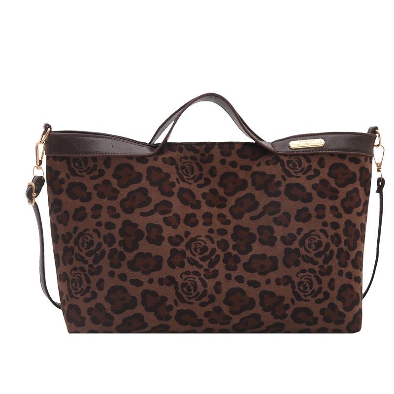 

Retro leopard print handheld tote bag, niche highend sense of highcapacity briefcase, lazy oneshoulder crossbody bag