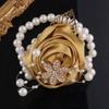 Artificial Rose Bridesmaid  Wrist Flowers Pearl Wedding Flower Bracelet Wrist Corsage  Girls