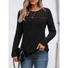 QICED Women's Fashion Casual Solid Color Print Long Sleeve O Neck Blouses & Shirts