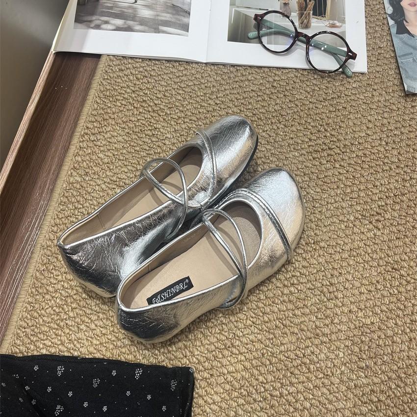 Round Head Retro Soft-soled Mary Jane Shoes Women's College Style Spring Elegant Mori Flat-soled Single Shoes Ballet Grandma Shoes