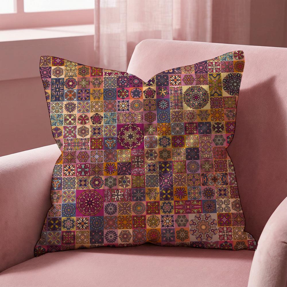 Moroccan Ethnic Pattern Cushion Cover Multi-Scene Pillow Cover for Home & Car - Reversible, Soft & Durable for Daily Use