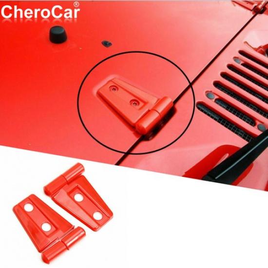 Red Front Engine Hood Hinge Cover Trim For Jeep Wrangler JK 2007-17 Accessories