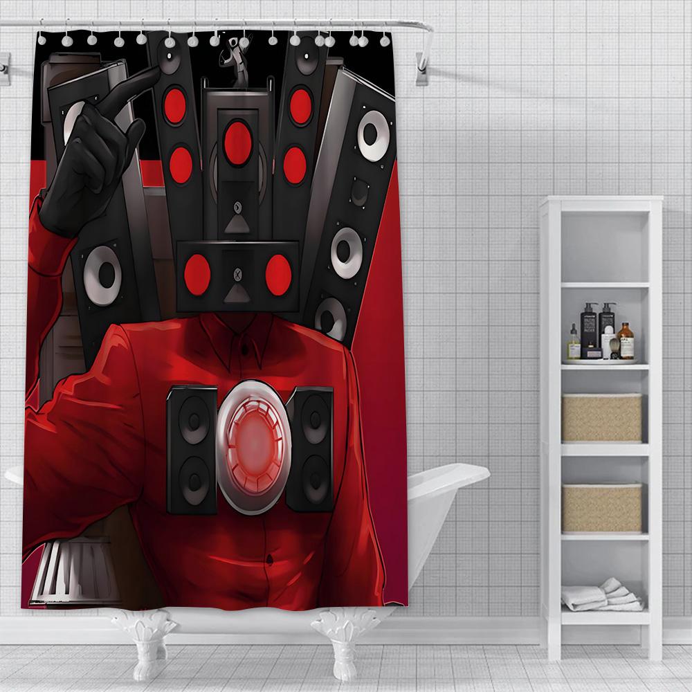 S-Skibidi Toilet Shower Curtain Waterproof Polyester Fabric Paint Colorful Bath Curtains Home Bathroom Decor Curtain With Hook