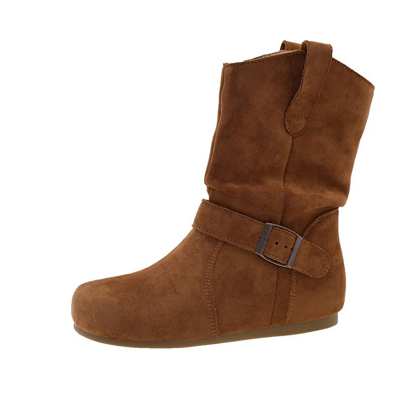 

Large size inner height increase casual retro stacking boots women s autumn and winter 2025 new boots thick-soled belt buckle Martin boots 42
