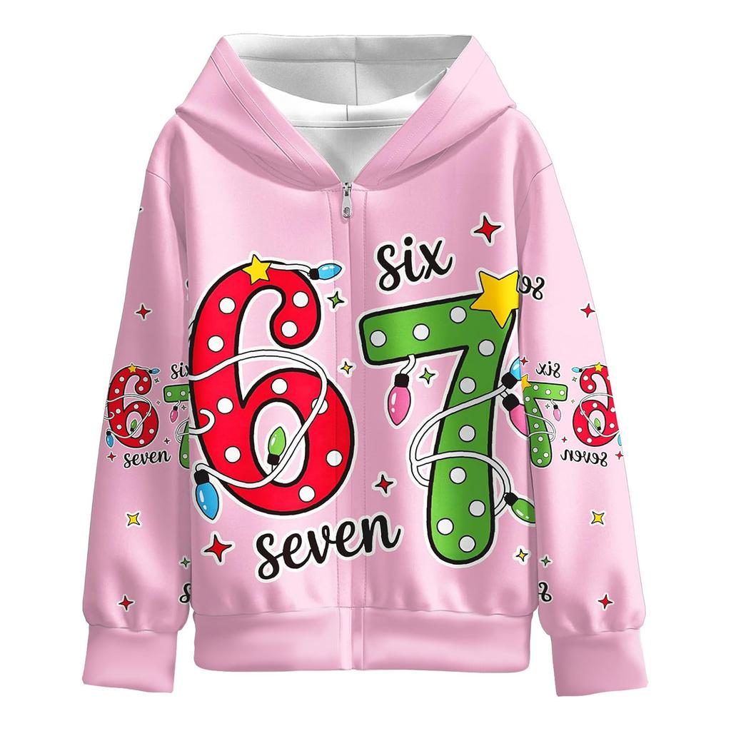 Children's Fashion Printed Long Sleeved Hooded Sweatshirt, Girls' Hoodie Jacket