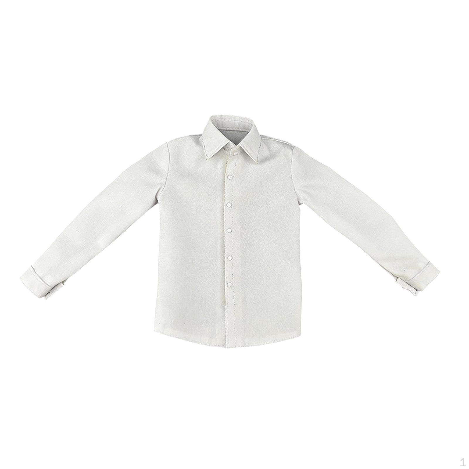 

1 Miniature Shirt Doll Model Long Sleeve Accessory with Buttons for Collectible Figures Living Room белый