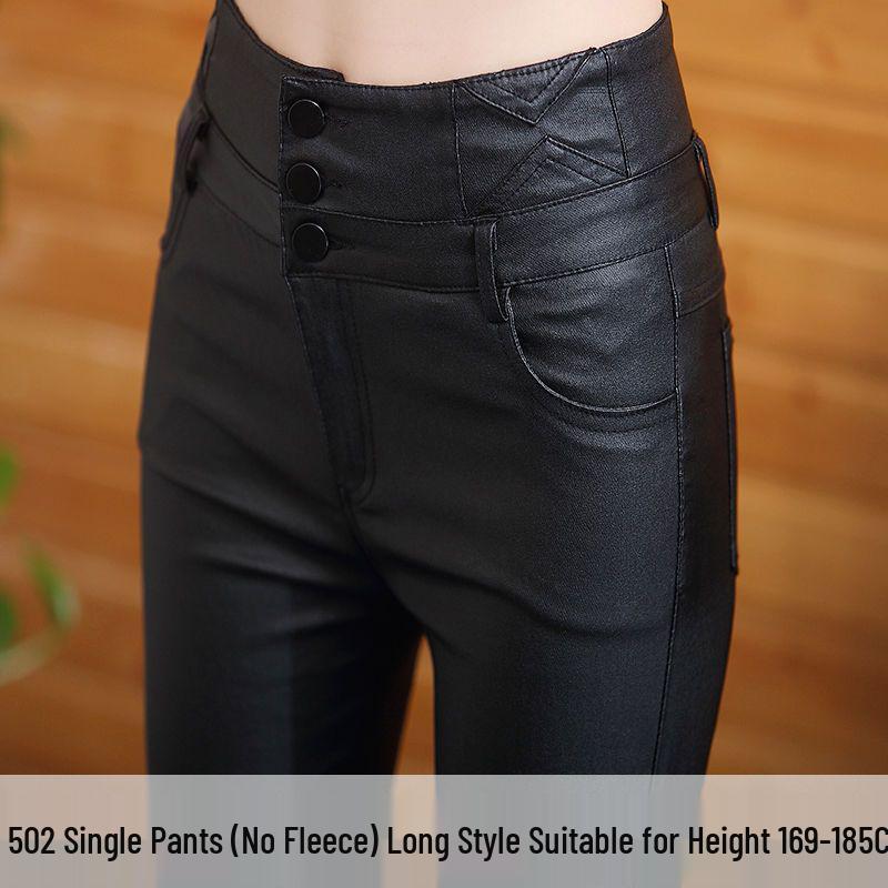 Women's Winter Thickened Matte Leather Pants with Velvet Lining - 2025 Collection