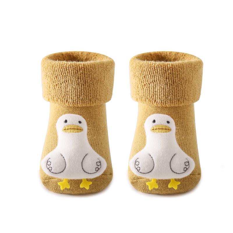 Winter Infant Cartoon Doll Non-slip Mid-calf Socks: Thick & Warm for Newborns and Toddlers