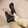 Johnature Thick And Warm Cotton Shoes Women's Winter Genuine Leather Anti Slip Low Heel Plush Short Boots