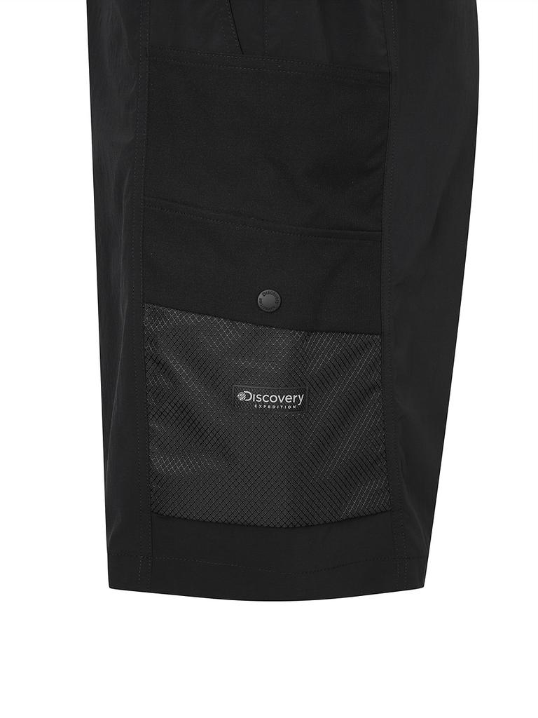 DISCOVERY EXPEDITION Freshvent Men'S Material Mix Bermuda Cargo Shorts (Black)
