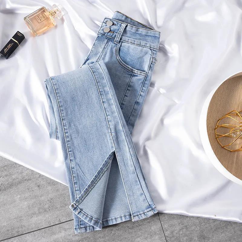 Women s Retro High Waist Flare Jeans - Korean Style, Summer Slimming, Split Bell Bottoms 31