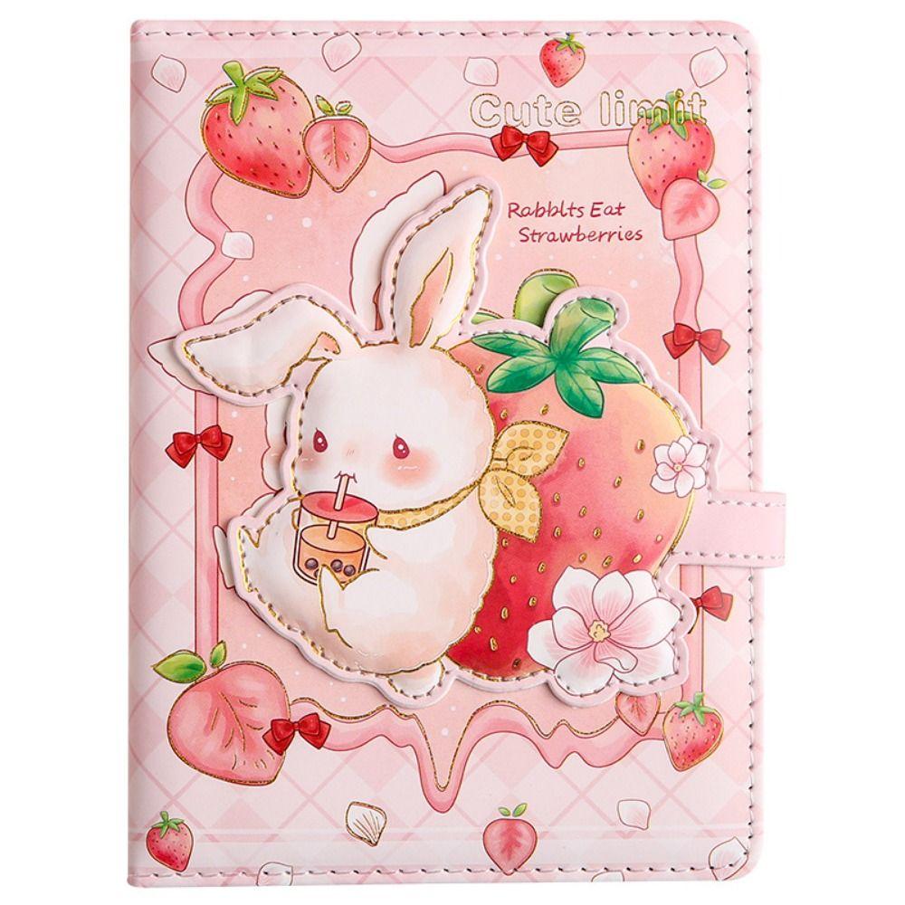 Magnetic Buckle Rabbit Note Paper Cartoon Notepad Memorandum PU Leather Palm Notebook Students