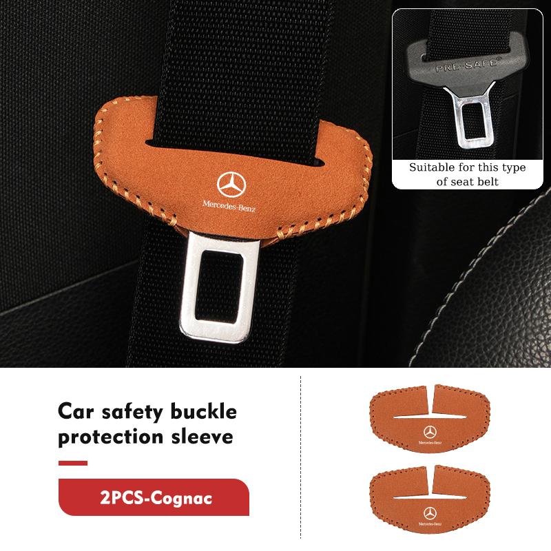 D1-2pcs Car Suede Belt Buckle Protector Anti-Scratch Safety Base For Benz W202 W212 W126 W140 W168 W177 CLS GLE GLC GLS CLA
