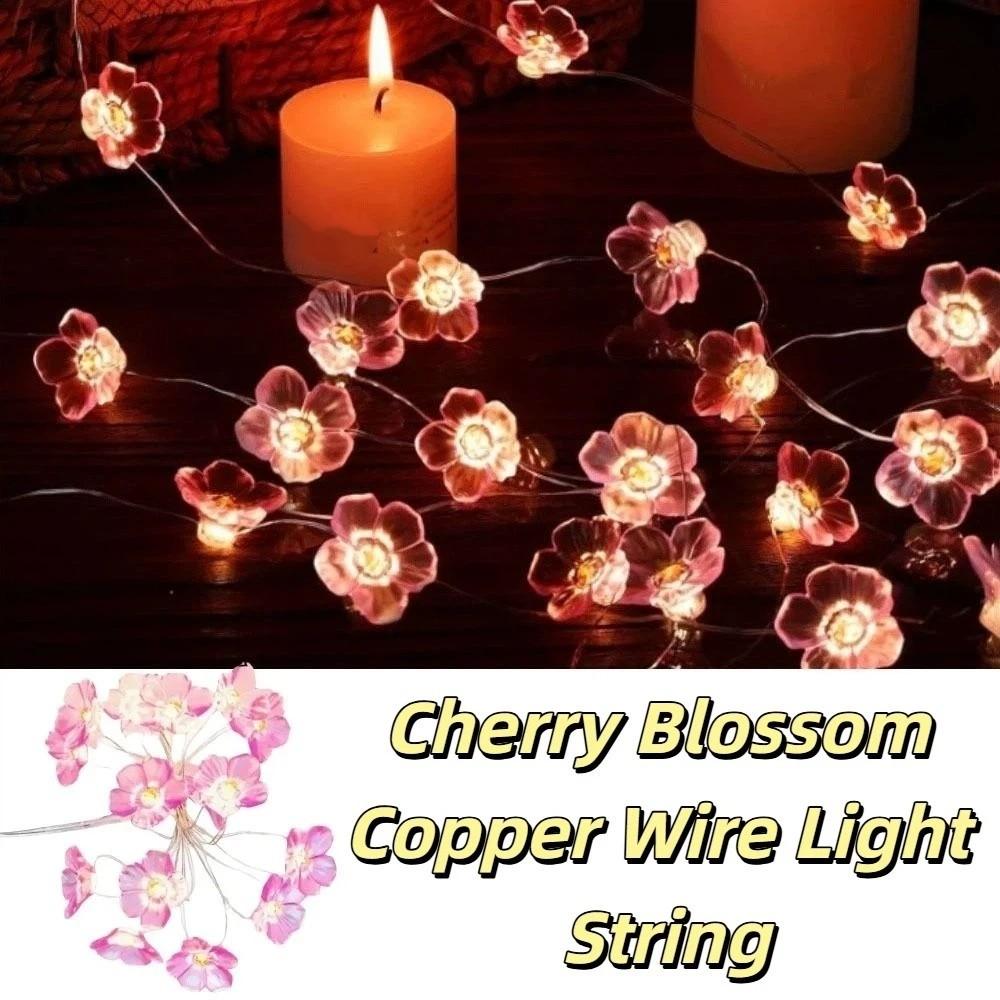 Waterproof Cherry Blossom Fairy Lights 20/10LEDS 1M/2M LED String Lights Battery Powered Decorations Pink Flower String Lamps