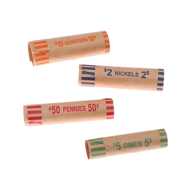 5/10Sets Assorted Color-Coded Coin Wrappers Preformed Coin Wrappers Rolls High Quality Material Kraft Paper Coin Wrapping Tubes