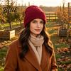 Comfortable Hiking Head Gear Satin Lined Knit Hat for Women Winter Warm Soft Beanies Fashion Stretchy Gift Friends in Frizz-free Hair Protection,