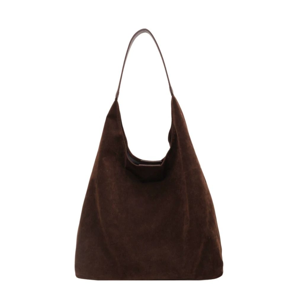 

New Autumn and Winter Vintage Women s Bag Fashion Solid Color Suede Shoulder Bag with Button Large Capacity Versatile Bucket Bag кофейный