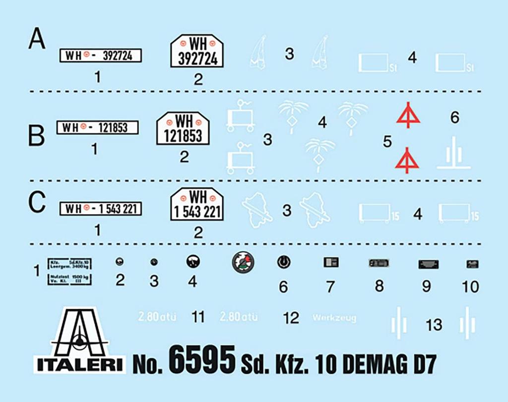 Platz Italeri Scale WWII German Demag D7 lelG4 18 Infantry Gun with 9 Artillery Plastic Model Kit IT6595 1/35 Sd.Kfz.10 & 7.5cm Pieces, (Combat