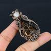 Citrine & Moonstone Gemstone Handmade Pure Copper Wire Wrap Jewelry Pendant For Thanksgiving