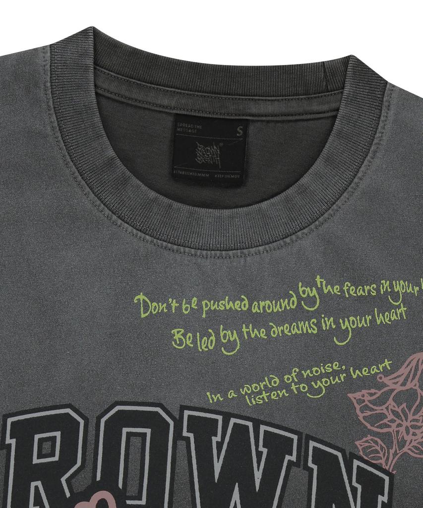 BROWNBREATH W Bb Heart Pigment Tee - Charcoal