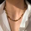 Maillard Wears Natural Tiger'S Eye Stone Baroque Stacked Necklace Women'S Accessories 2025 Collarbone Neck Chain