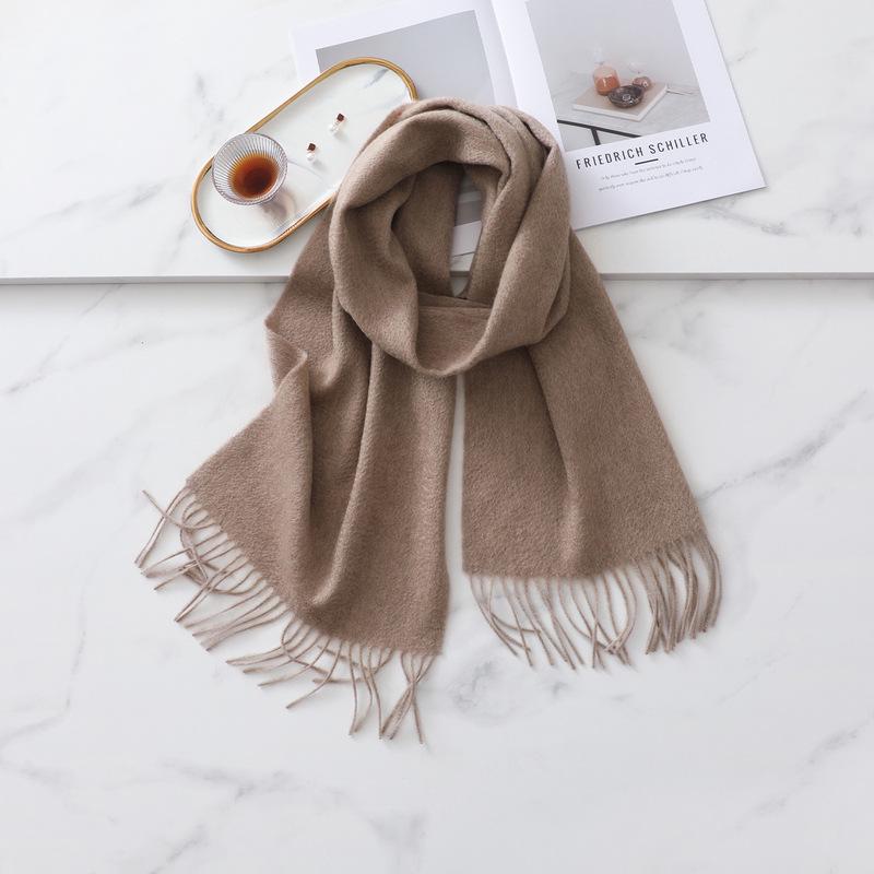 Women s 100% Cashmere Scarf - Autumn/Winter Collection with Woven Tassel and Water Ripple Design in Solid Colors 30x180 cm