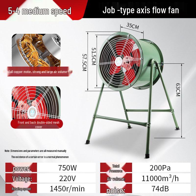 SF Laag Geluidsniveau Vloerstaande Axiale Ventilator, 220V/380V Industriële Ventilatie Afzuiging met Traploze Snelheidsregeling