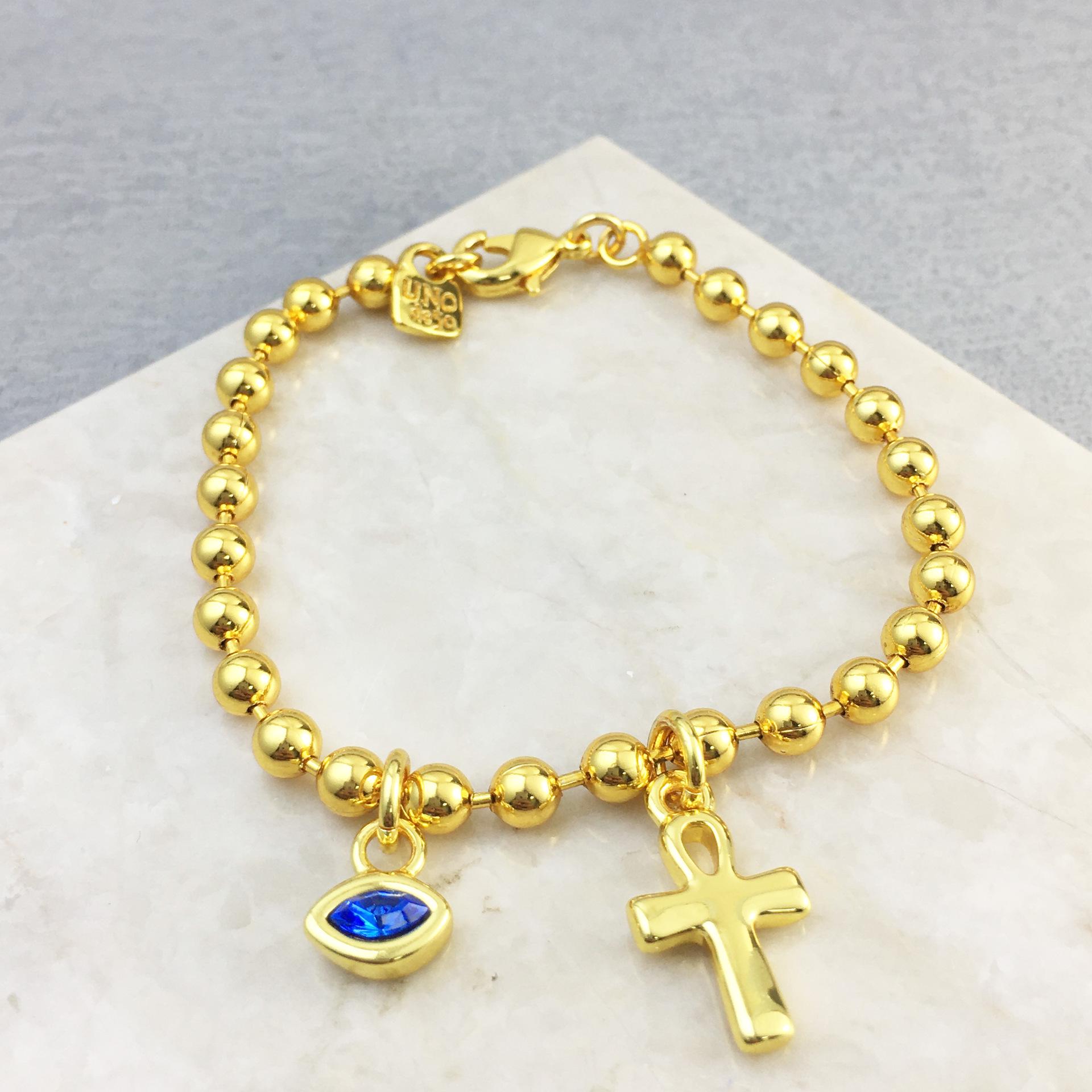UNOde50 Cross Bead Bracelet - Popular European and American Jewelry 19 cm
