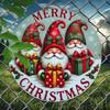 3D Christmas Gnomes Round Metal Wall Sign, Rustproof Waterproof Home Decor Art for Living Room Bedroom Kitchen Bathroom