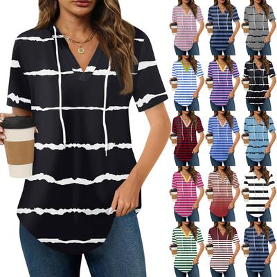 Women's Summer V Neck Tee Shirts Short Sleeve Hoodie Tunic Tops  Casual Loose Tunic Sweatshirts