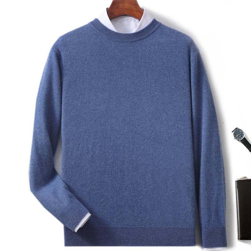 New Semi-turtleneck Cashmere Sweater Men's Thickened Sweater Solid Color Long-sleeved Wool Knitting