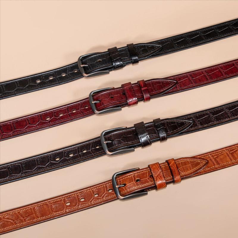 First Layer Cowhide Retro Vegetable Tanned Hand-polished Leather Strip Pin Buckle Men's Genuine Leather Trousers Belt